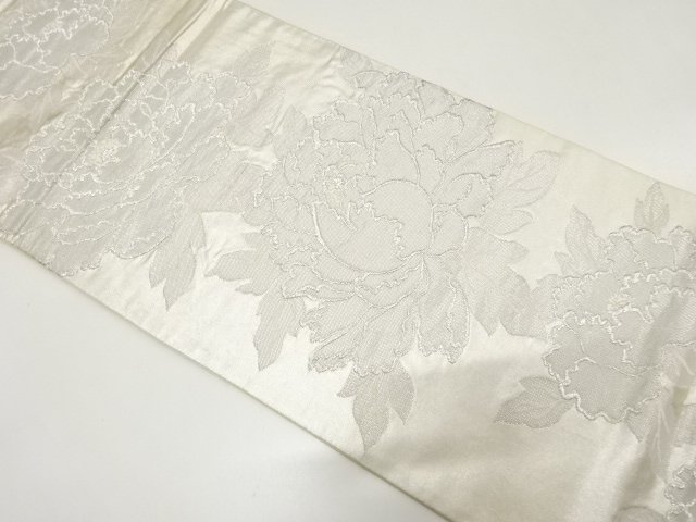 JAPANESE KIMONO / ANTIQUE FUKURO OBI / SILK / WOVEN PEONY